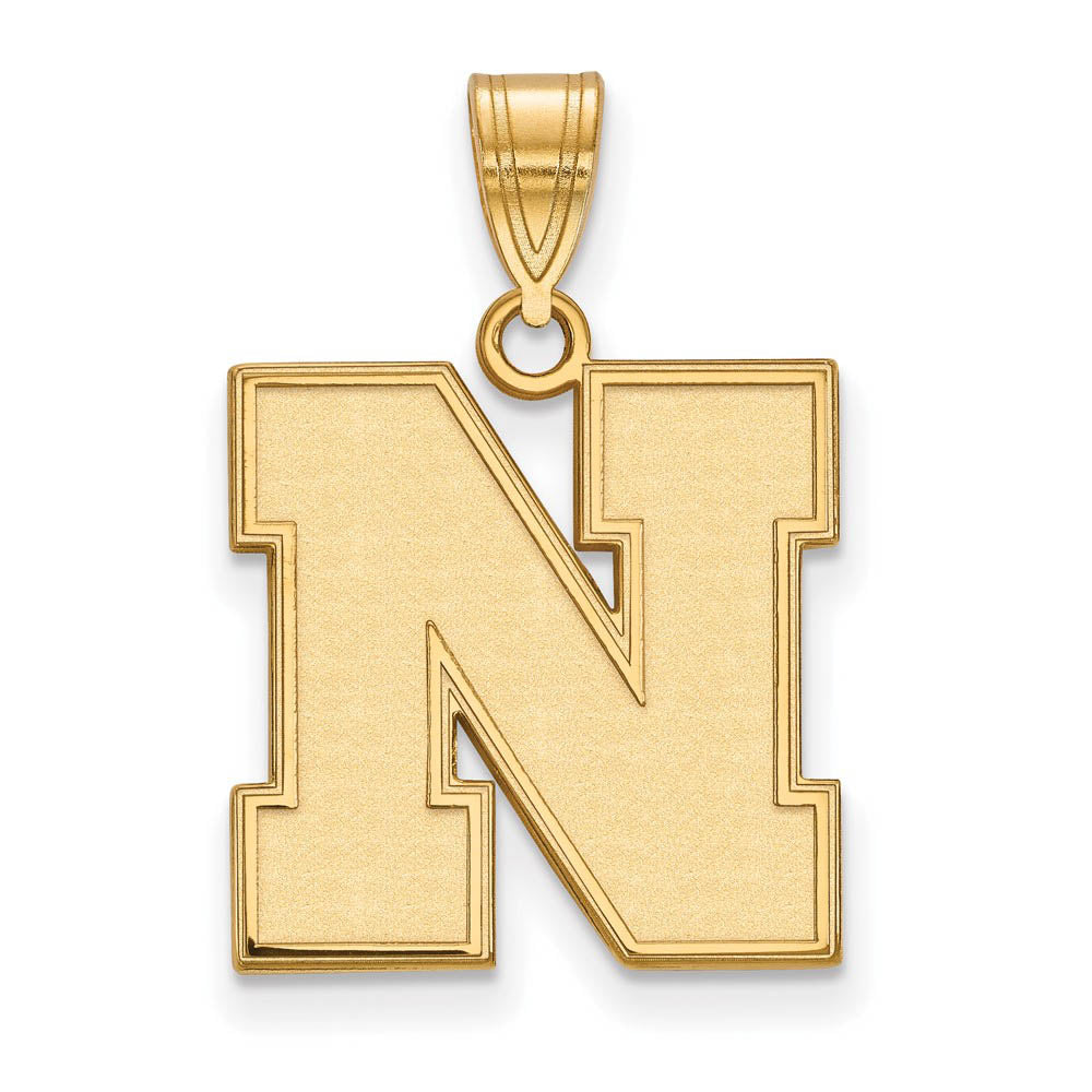 14k Gold Plated Silver U. of Nebraska Medium Initial N Pendant, Item P19382 by The Black Bow Jewelry Co.