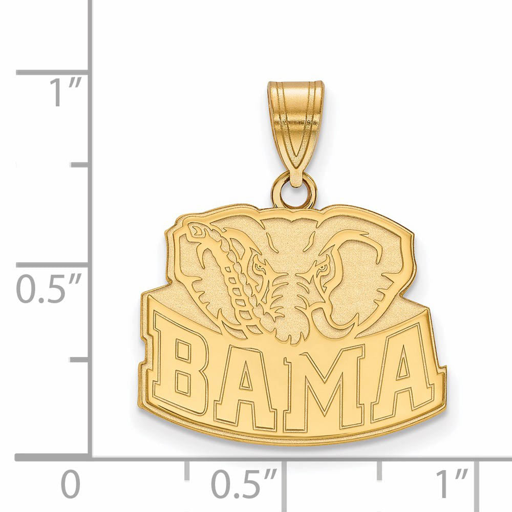 Alternate view of the 14k Gold Plated Silver U. of Alabama Medium Pendant by The Black Bow Jewelry Co.