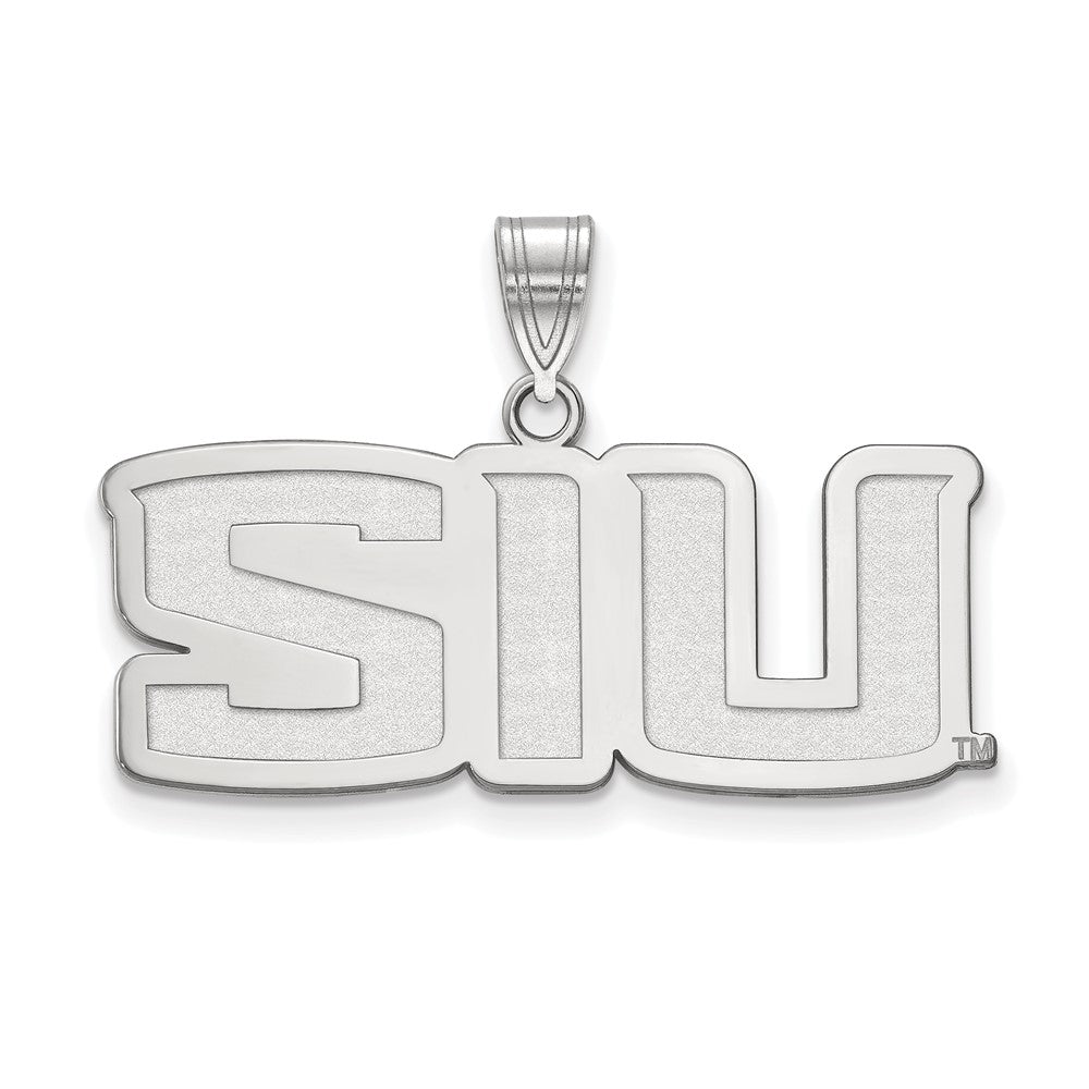 Sterling Silver Southern Illinois U. Medium 'SIU' Pendant, Item P19428 by The Black Bow Jewelry Co.