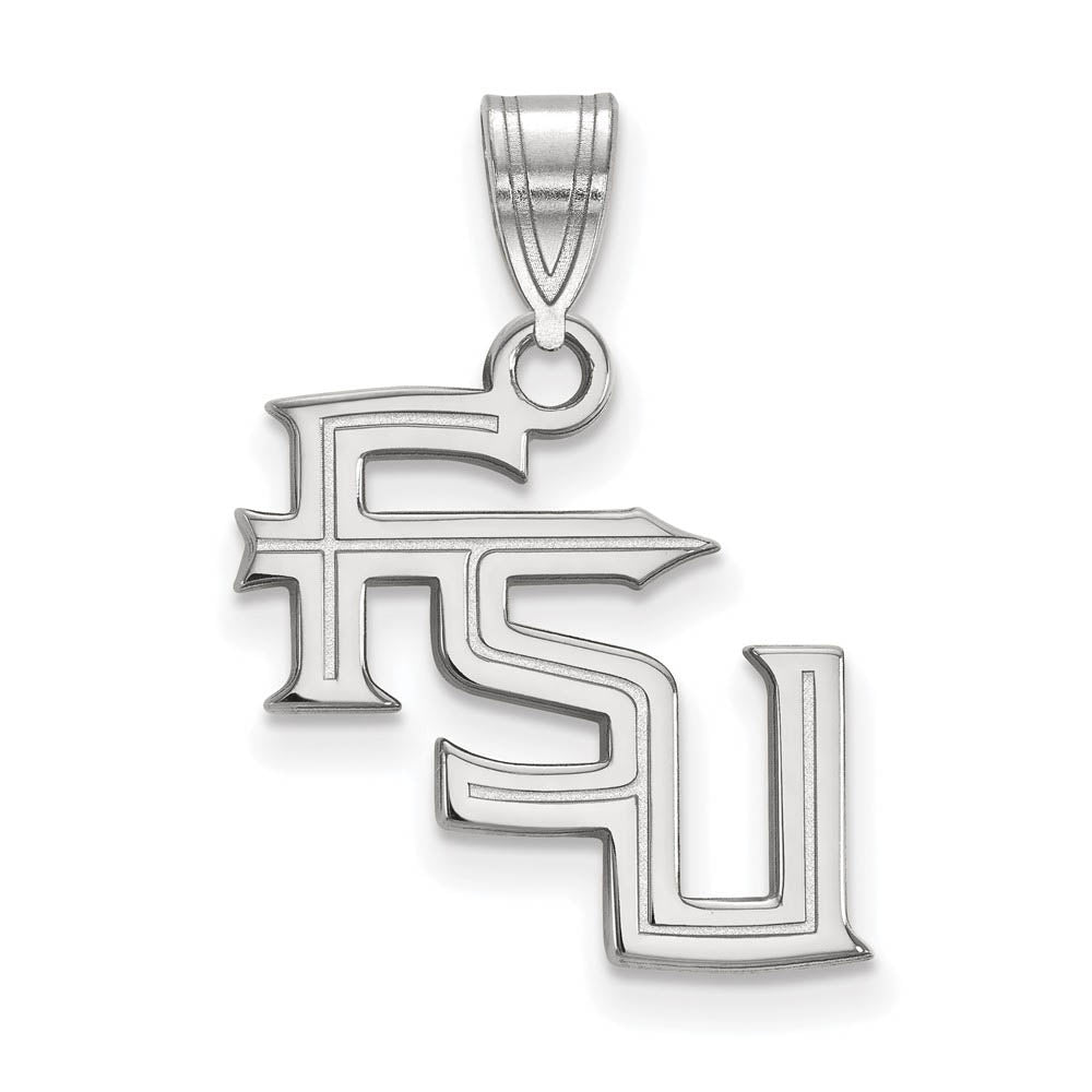 Sterling Silver Florida State Medium 'FSU' Pendant, Item P19565 by The Black Bow Jewelry Co.