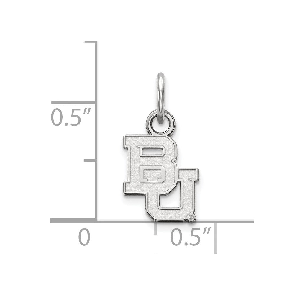 Alternate view of the 10k White Gold Baylor U XS (Tiny) 'BU' Charm or Pendant by The Black Bow Jewelry Co.