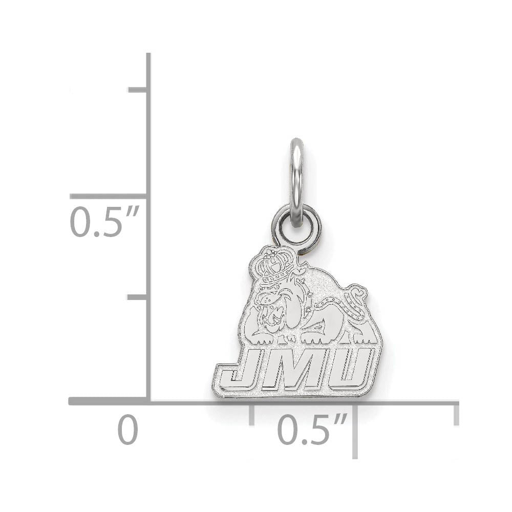 Alternate view of the 10k White Gold James Madison U XS (Tiny) Charm or Pendant by The Black Bow Jewelry Co.