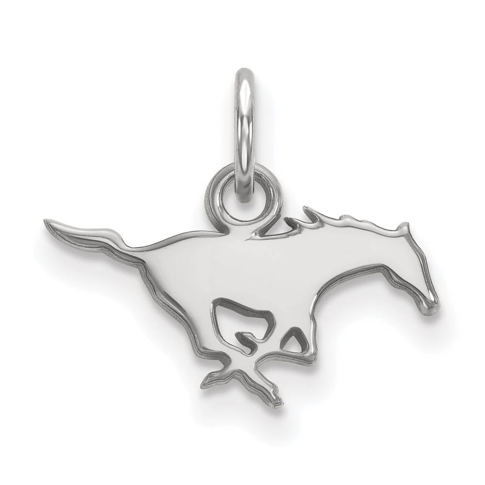 10k White Gold Southern Methodist U. XS (Tiny) Charm or Pendant, Item P22699 by The Black Bow Jewelry Co.