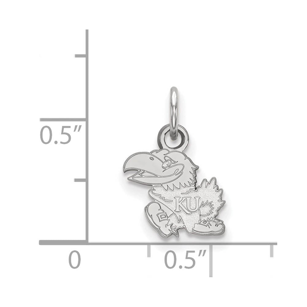 Alternate view of the 10k White Gold U. of Kansas XS (Tiny) Mascot Charm or Pendant by The Black Bow Jewelry Co.