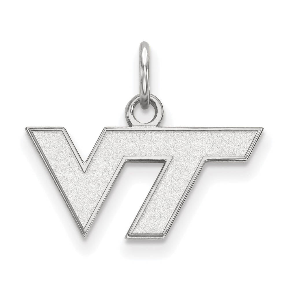 10k White Gold Virginia Tech XS (Tiny) Logo Charm or Pendant, Item P22746 by The Black Bow Jewelry Co.