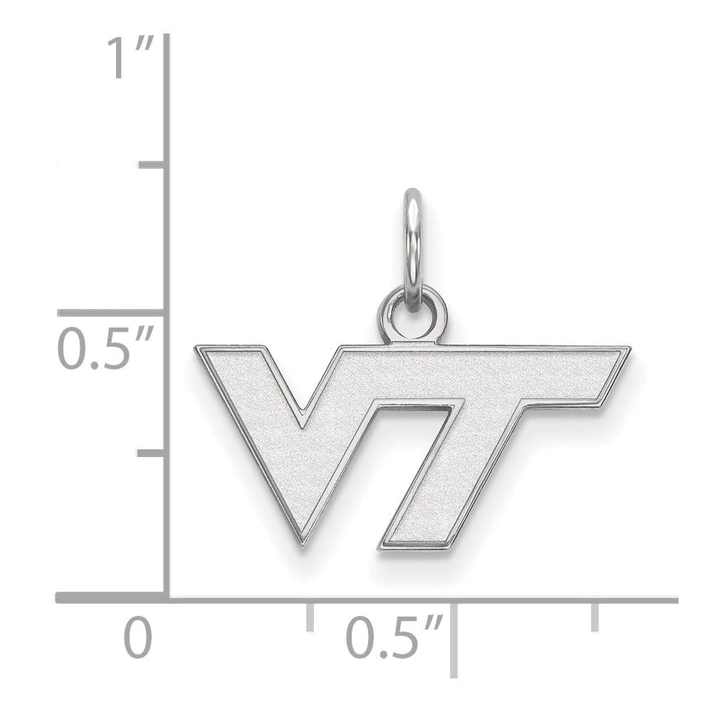 Alternate view of the 10k White Gold Virginia Tech XS (Tiny) Logo Charm or Pendant by The Black Bow Jewelry Co.
