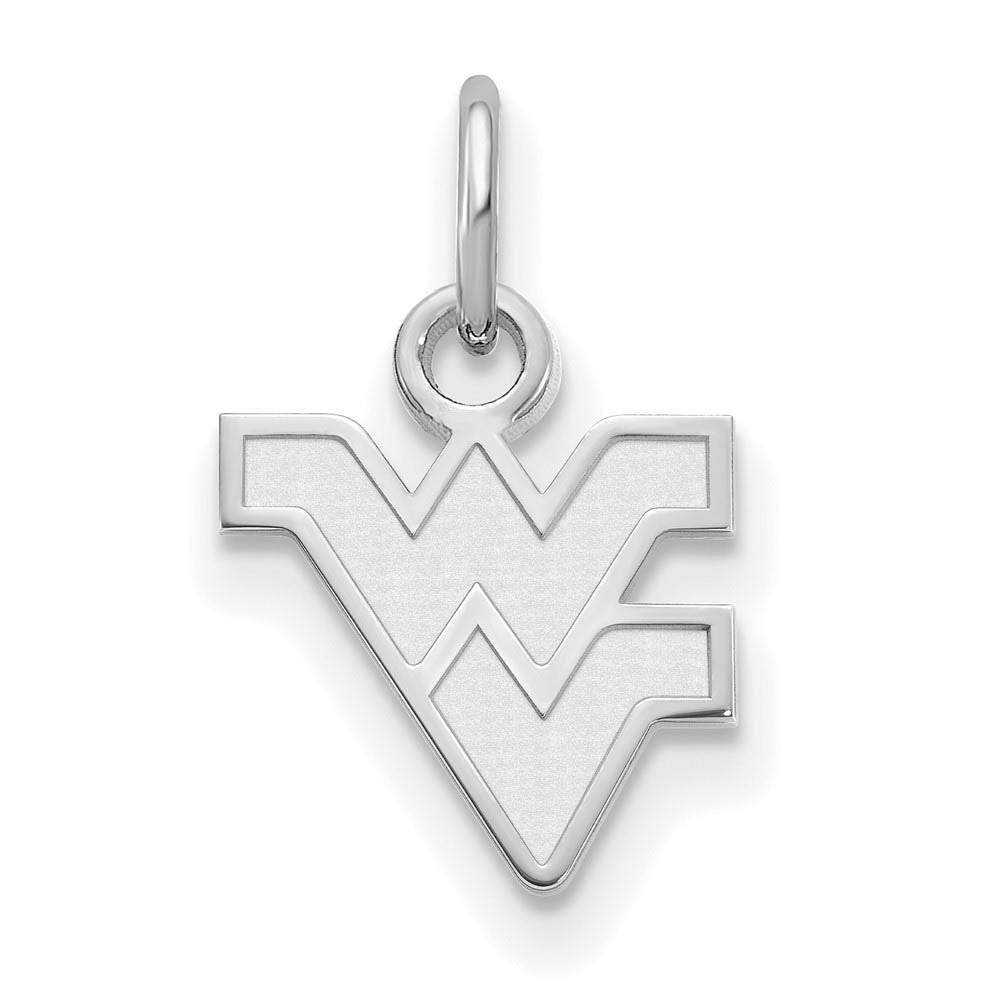10k White Gold West Virginia U. XS (Tiny) Logo Charm or Pendant, Item P22750 by The Black Bow Jewelry Co.