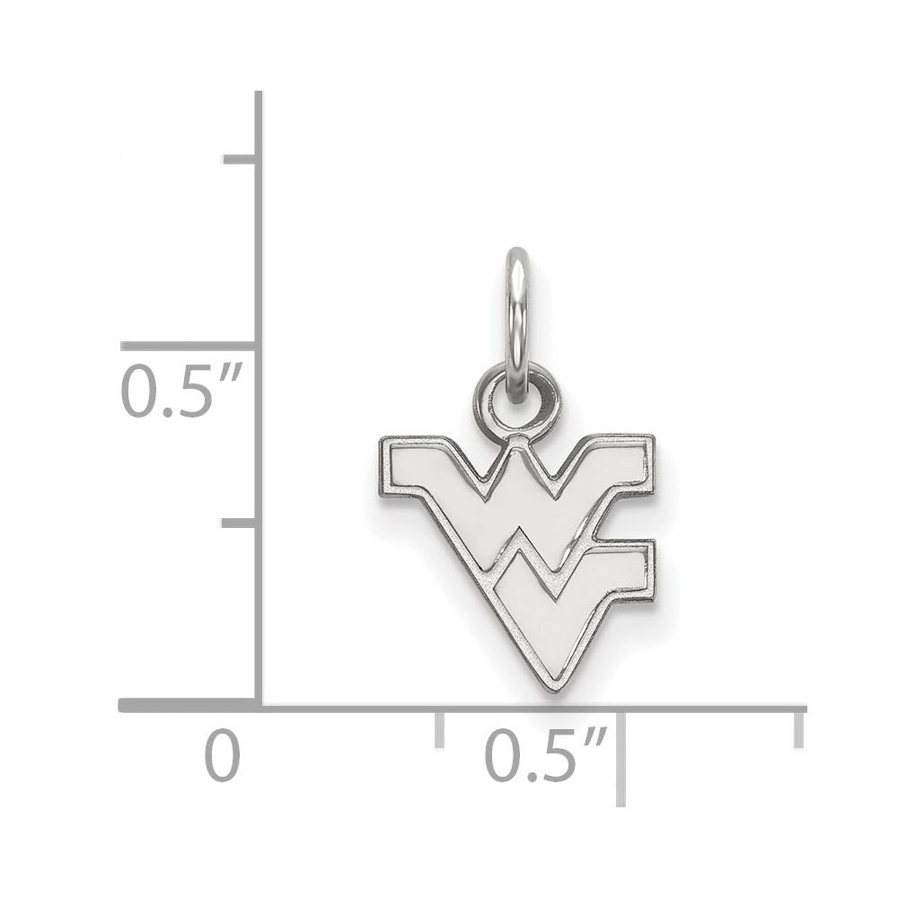 Alternate view of the 10k White Gold West Virginia U. XS (Tiny) Logo Charm or Pendant by The Black Bow Jewelry Co.
