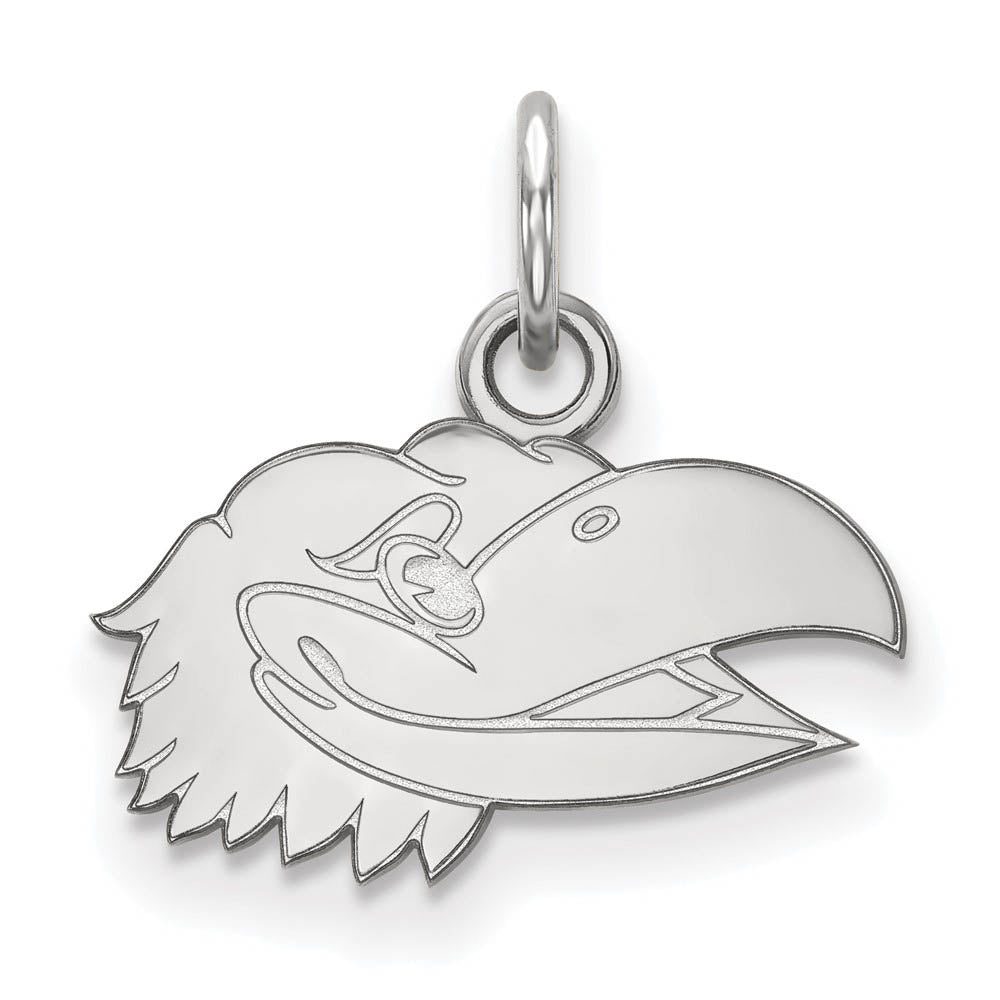10k White Gold U. of Kansas XS (Tiny) Right Profile Mascot Charm, Item P22789 by The Black Bow Jewelry Co.