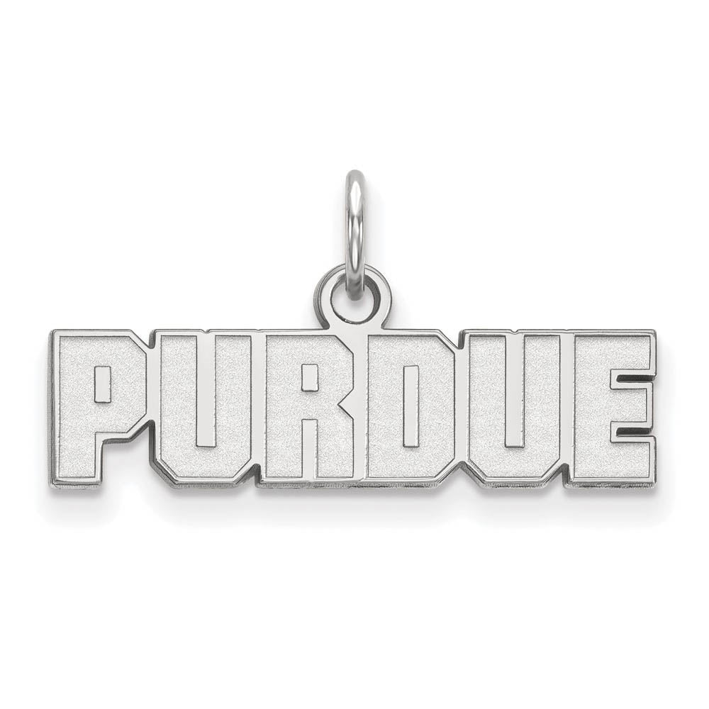 10k White Gold Purdue XS Script Charm or Pendant, Item P22796 by The Black Bow Jewelry Co.