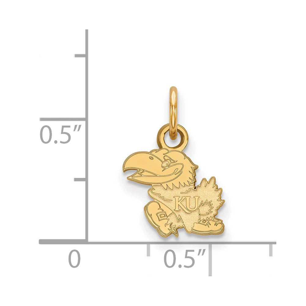 Alternate view of the 10k Yellow Gold U. of Kansas XS (Tiny) Mascot Charm or Pendant by The Black Bow Jewelry Co.