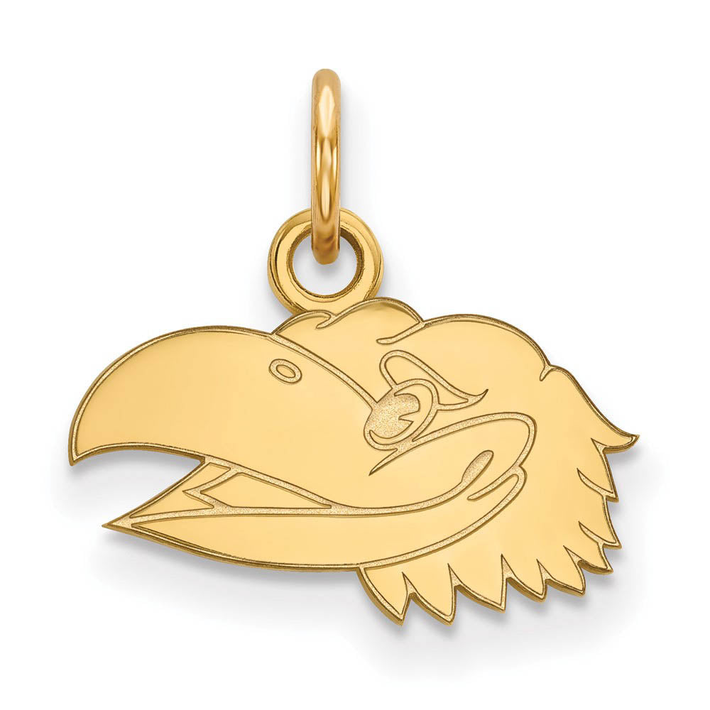 10k Yellow Gold U. of Kansas XS (Tiny) Left Profile Mascot Charm, Item P22863 by The Black Bow Jewelry Co.