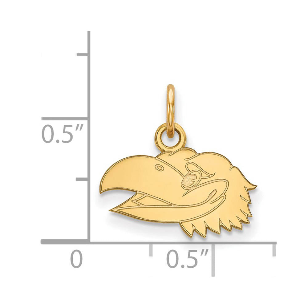 Alternate view of the 10k Yellow Gold U. of Kansas XS (Tiny) Left Profile Mascot Charm by The Black Bow Jewelry Co.
