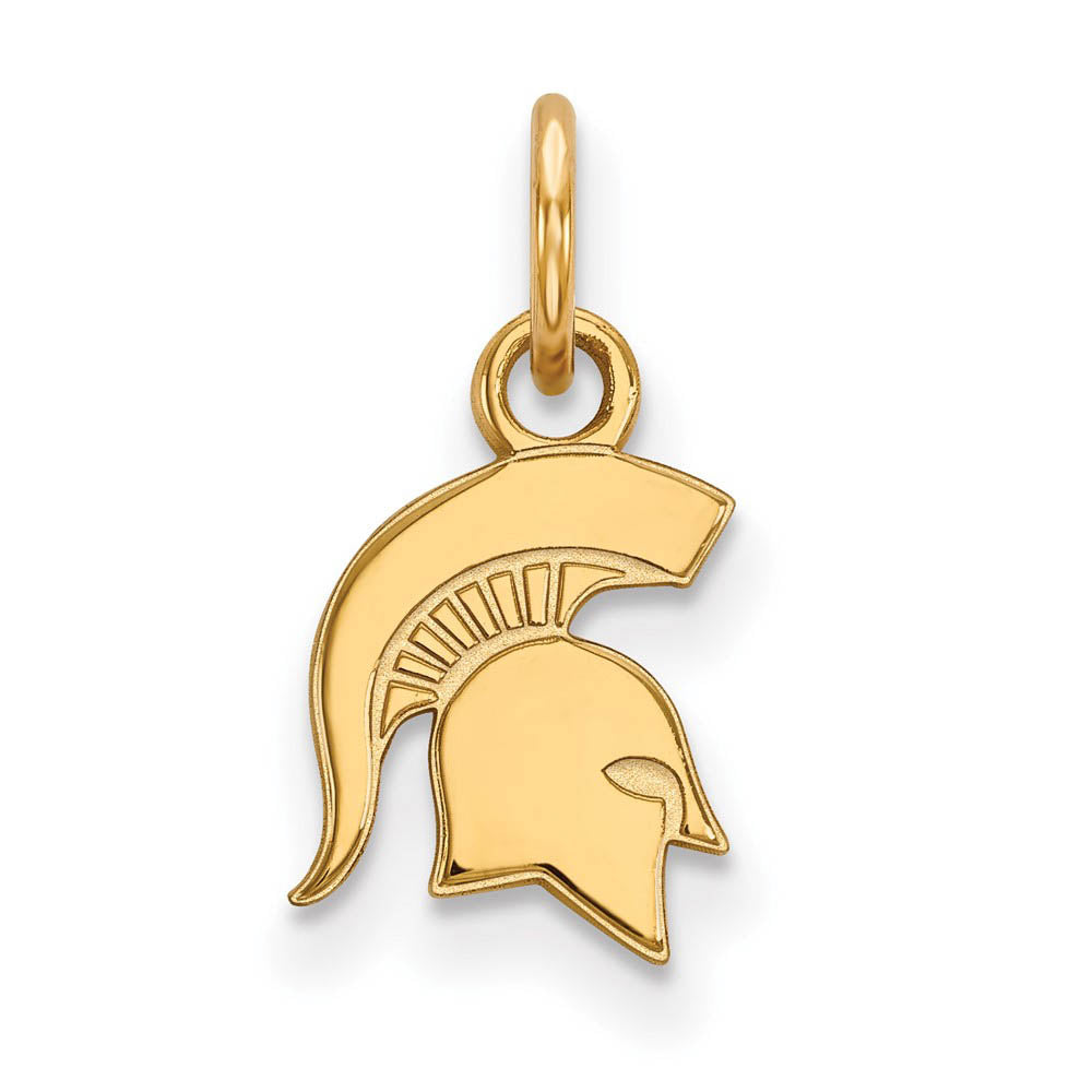 10k Yellow Gold Michigan State XS (Tiny) Logo Charm or Pendant, Item P22870 by The Black Bow Jewelry Co.