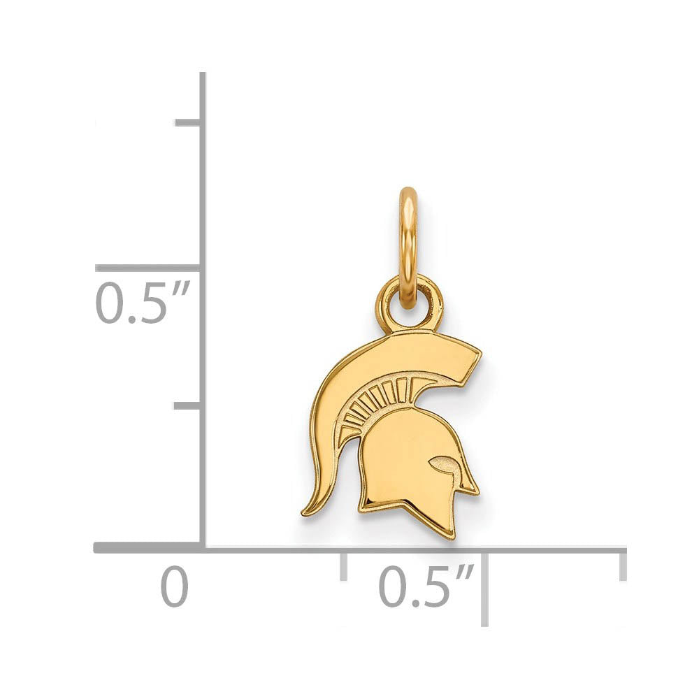 Alternate view of the 10k Yellow Gold Michigan State XS (Tiny) Logo Charm or Pendant by The Black Bow Jewelry Co.