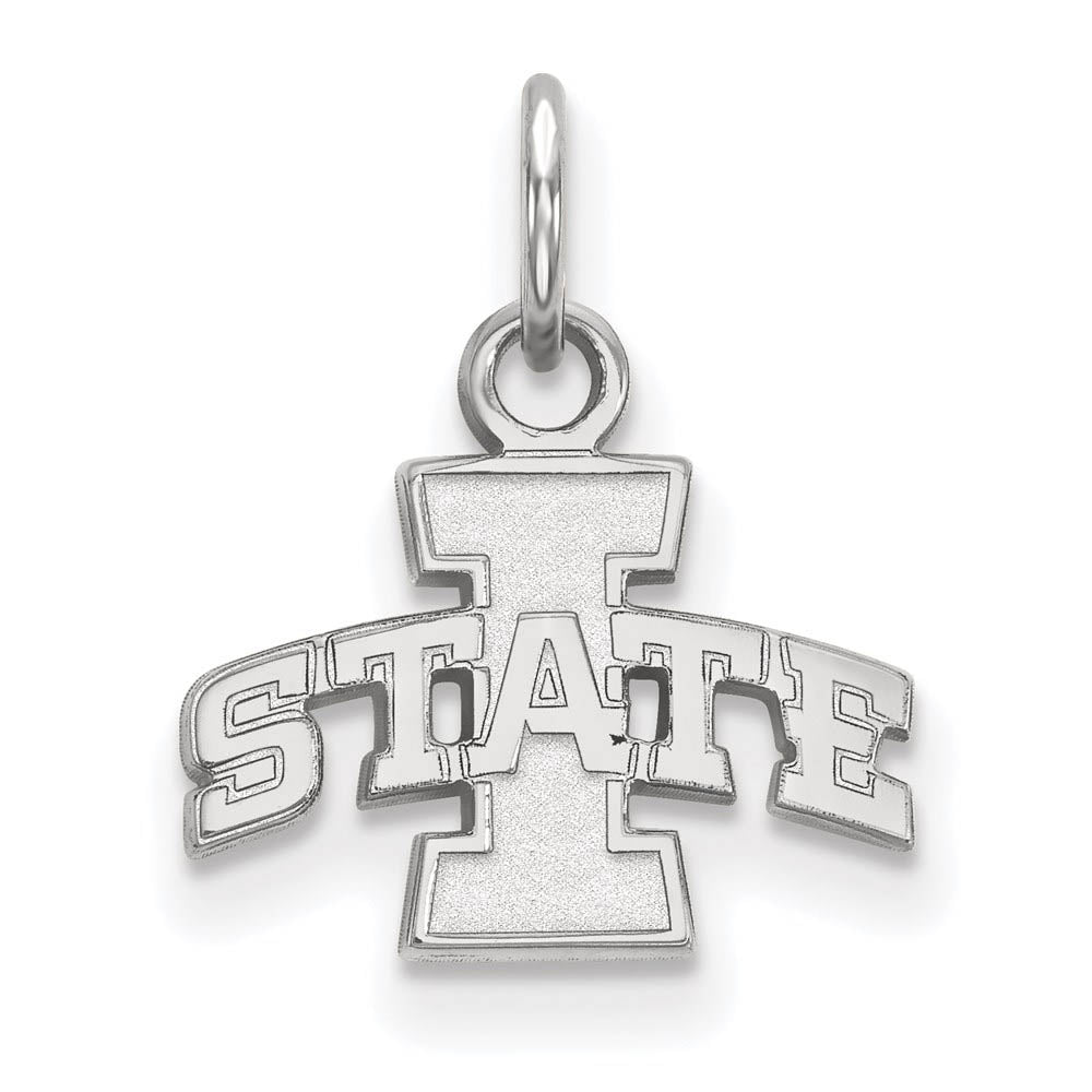 14k White Gold Iowa State XS (Tiny) Charm or Pendant, Item P22901 by The Black Bow Jewelry Co.