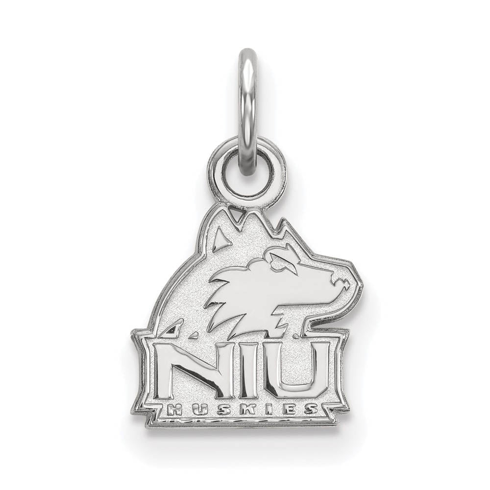 14k White Gold Northern Illinois U. XS (Tiny) Charm or Pendant, Item P22908 by The Black Bow Jewelry Co.