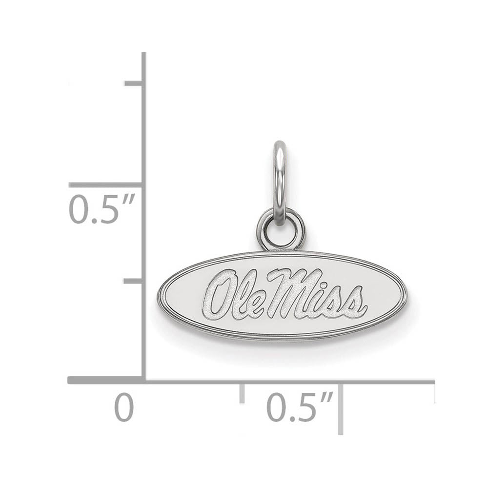 Alternate view of the 14k White Gold U. of Mississippi XS (Tiny) Oval 'Ole Miss' Charm by The Black Bow Jewelry Co.
