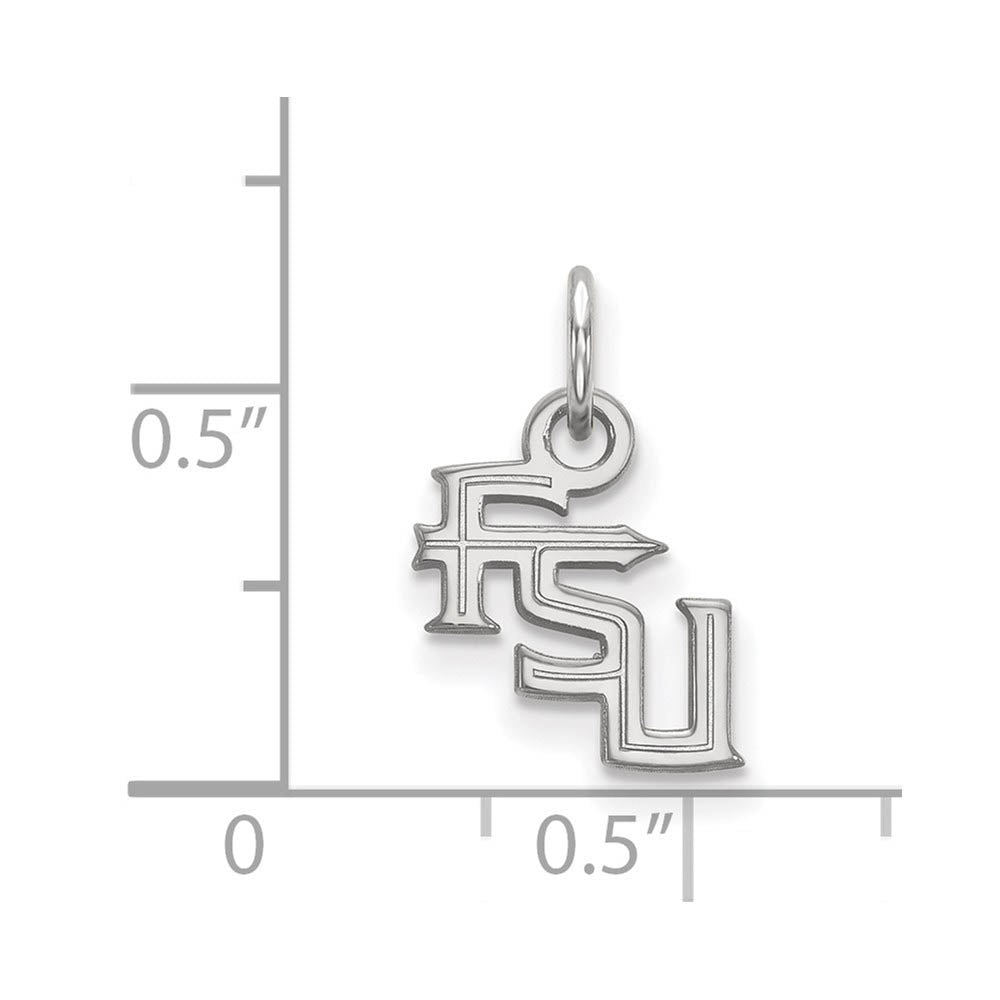 Alternate view of the 14k White Gold Florida State XS (Tiny) 'FSU' Charm or Pendant by The Black Bow Jewelry Co.