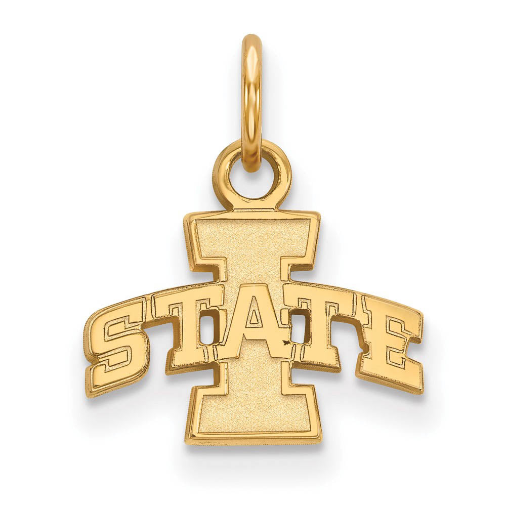 14k Yellow Gold Iowa State XS (Tiny) Charm or Pendant, Item P22995 by The Black Bow Jewelry Co.