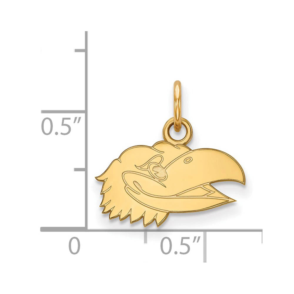 Alternate view of the 14k Yellow Gold U. of Kansas XS (Tiny) Right Profile Mascot Charm by The Black Bow Jewelry Co.