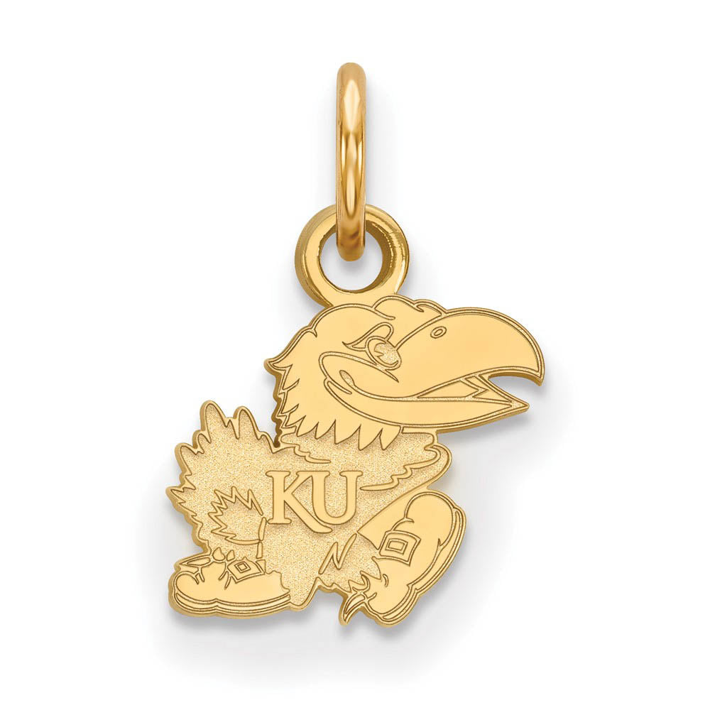 14k Yellow Gold U. of Kansas XS (Tiny) Charm or Pendant, Item P23074 by The Black Bow Jewelry Co.