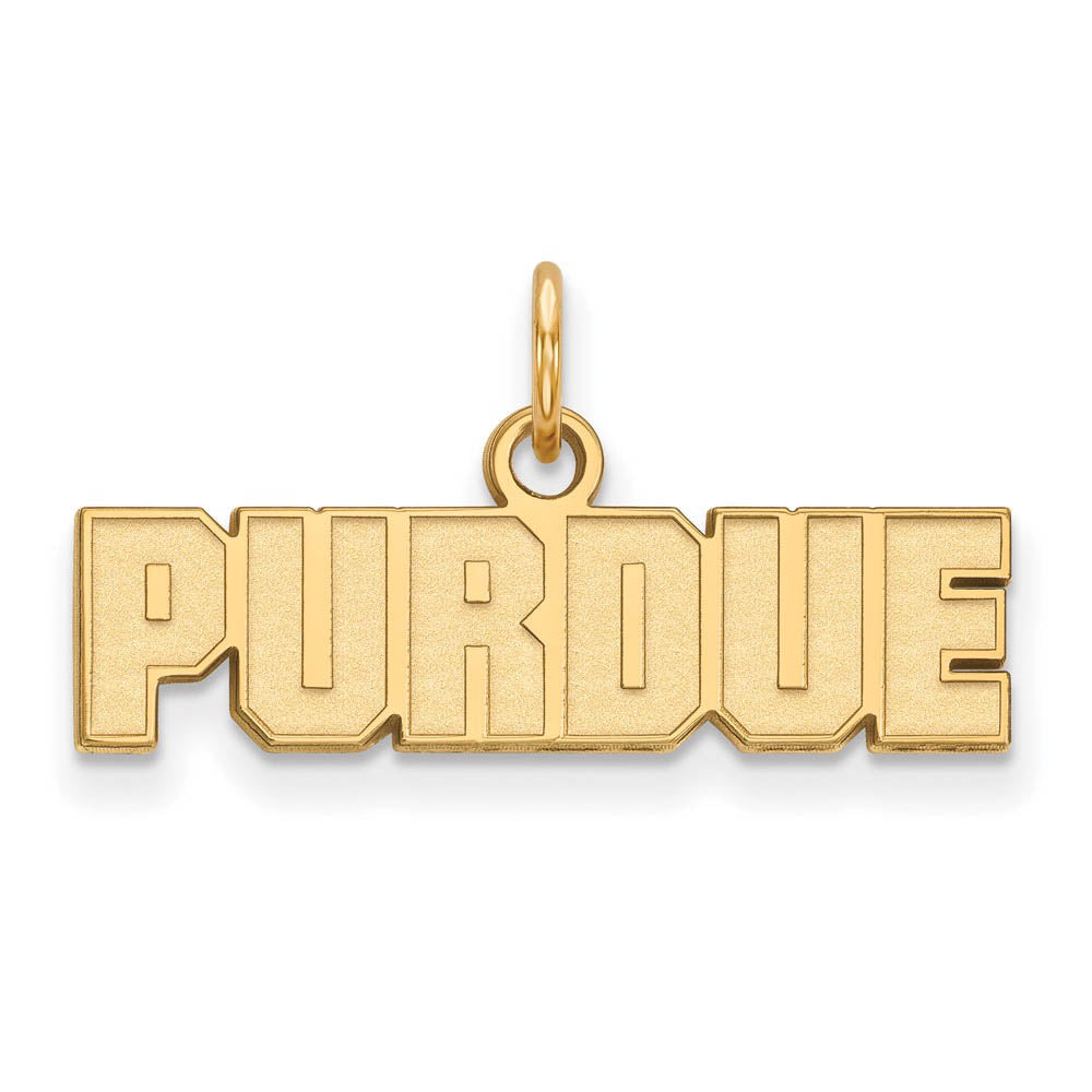 14k Yellow Gold Purdue XS Script Charm or Pendant, Item P23078 by The Black Bow Jewelry Co.