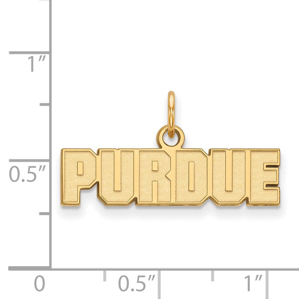 Alternate view of the 14k Yellow Gold Purdue XS Script Charm or Pendant by The Black Bow Jewelry Co.