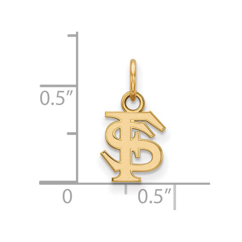 Alternate view of the 14k Gold Plated Silver Florida State XS (Tiny) 'FS' Charm or Pendant by The Black Bow Jewelry Co.