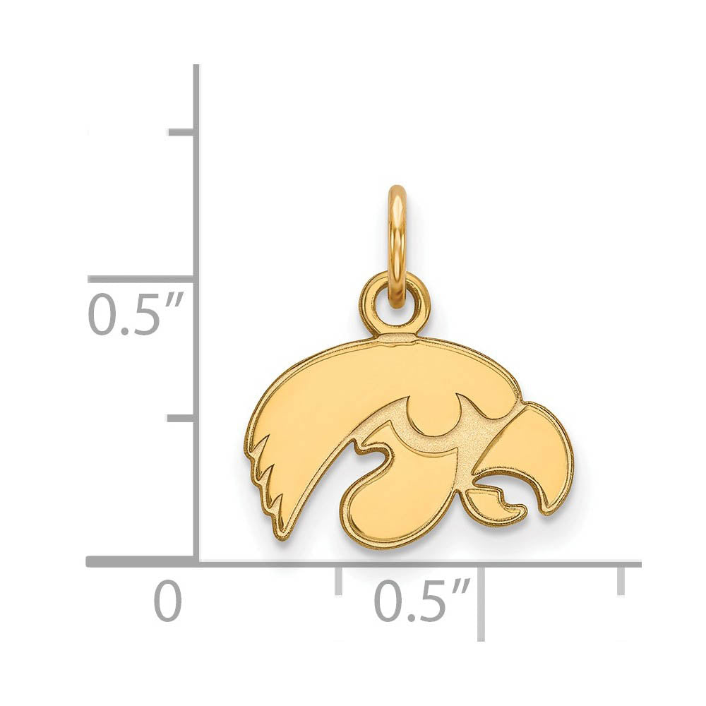 Alternate view of the 14k Gold Plated Silver U. of Iowa XS (Tiny) Mascot Charm or Pendant by The Black Bow Jewelry Co.