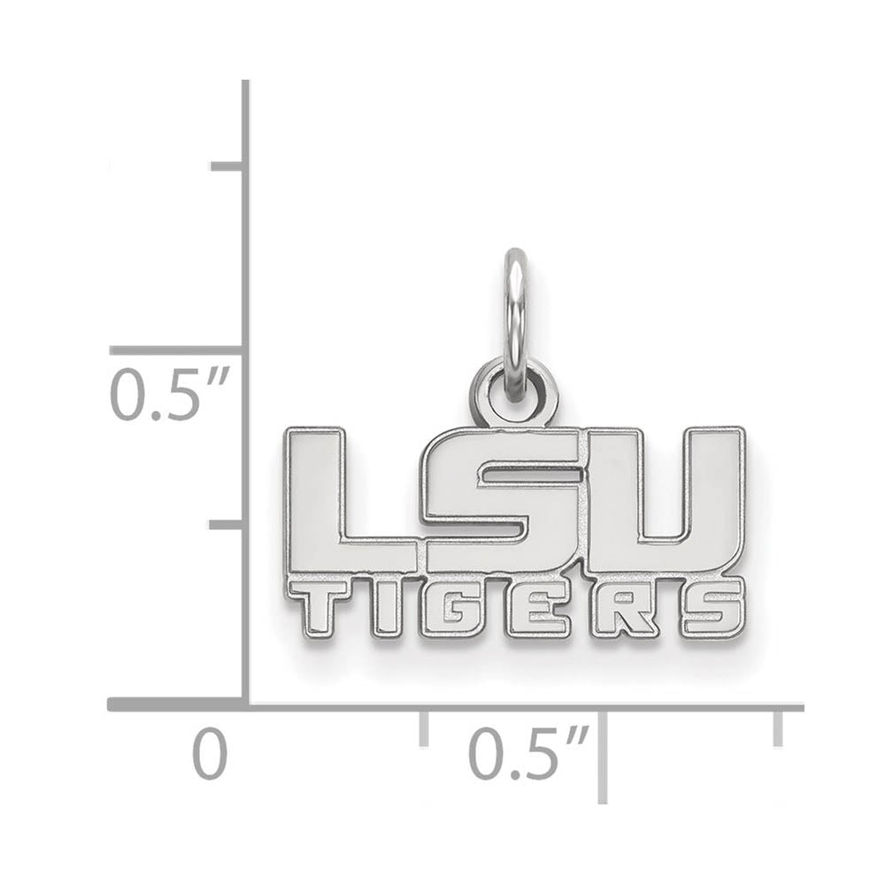Alternate view of the Sterling Silver Louisiana State XS (Tiny) 'LSU TIGERS' Charm Pendant by The Black Bow Jewelry Co.