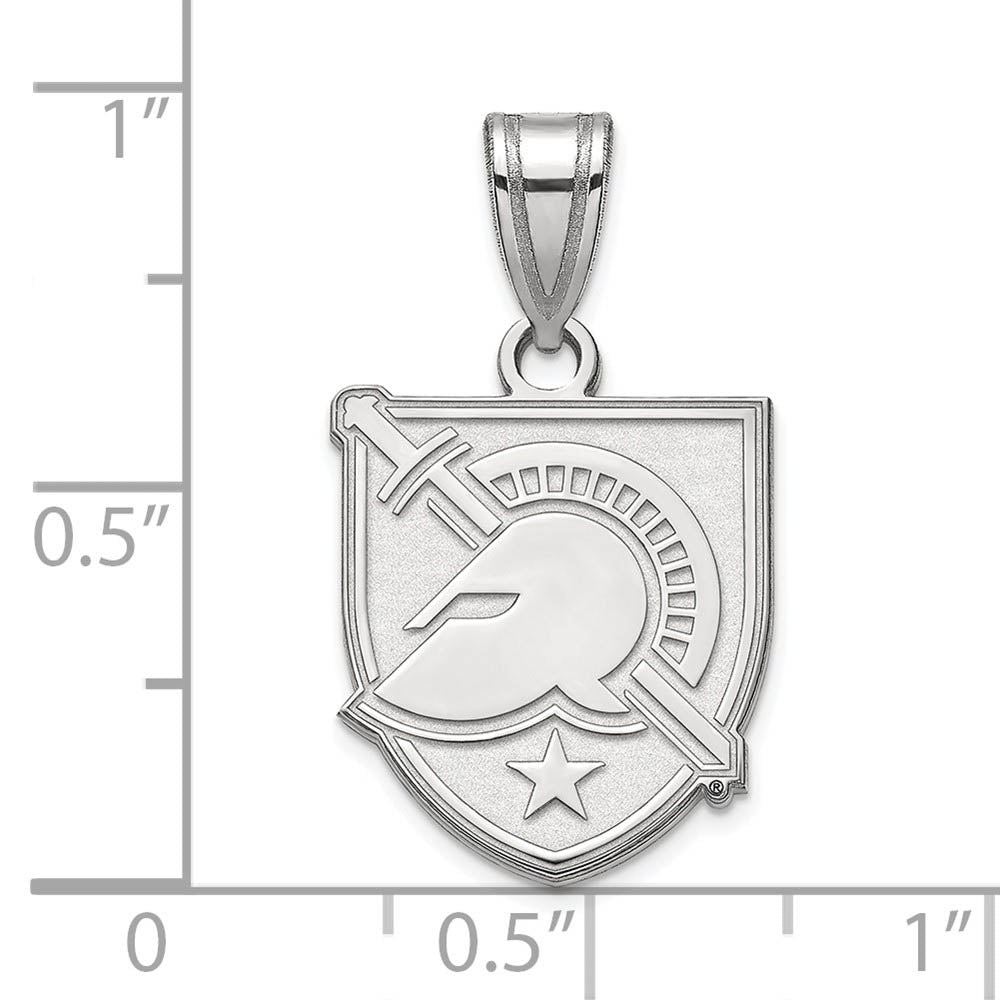 Alternate view of the 10k White Gold Military Academy Medium Shield Pendant by The Black Bow Jewelry Co.