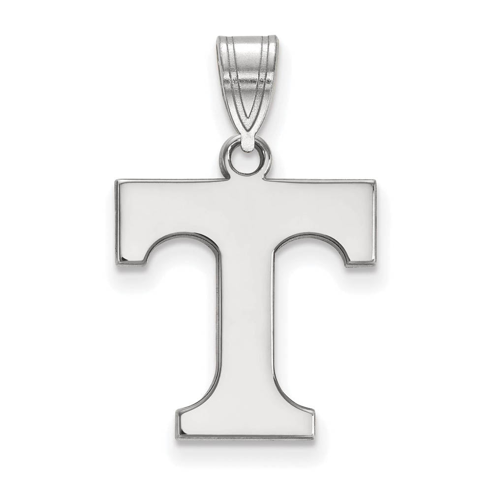 10k White Gold U. of Tennessee Medium Initial T Pendant, Item P23365 by The Black Bow Jewelry Co.