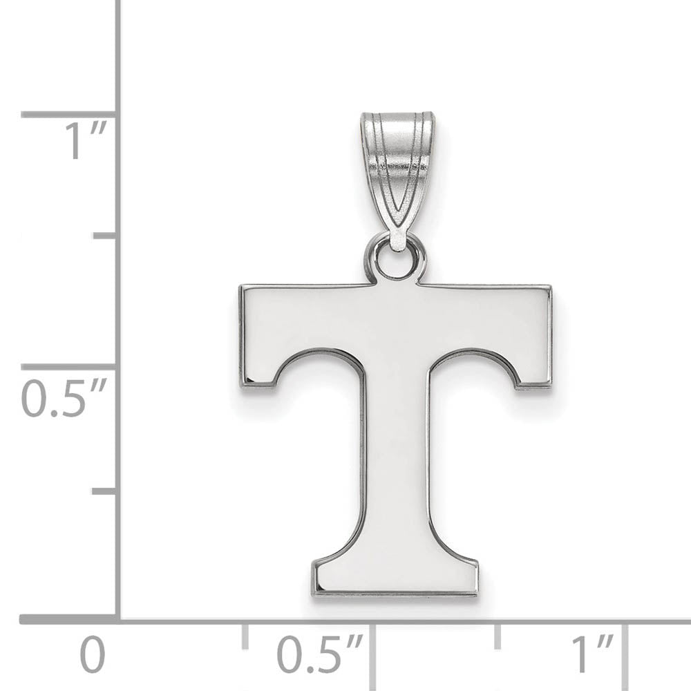 Alternate view of the 10k White Gold U. of Tennessee Medium Initial T Pendant by The Black Bow Jewelry Co.