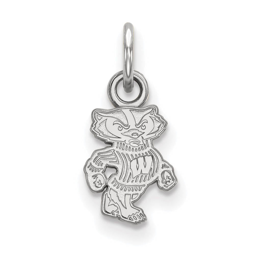 10k White Gold U. of Wisconsin XS (Tiny) Badgers Charm or Pendant, Item P23542 by The Black Bow Jewelry Co.