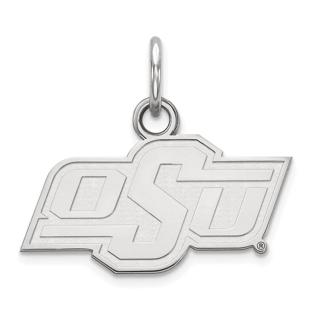 14k White Gold Oklahoma State XS (Tiny) 'OSU' Charm or Pendant, Item P23718 by The Black Bow Jewelry Co.