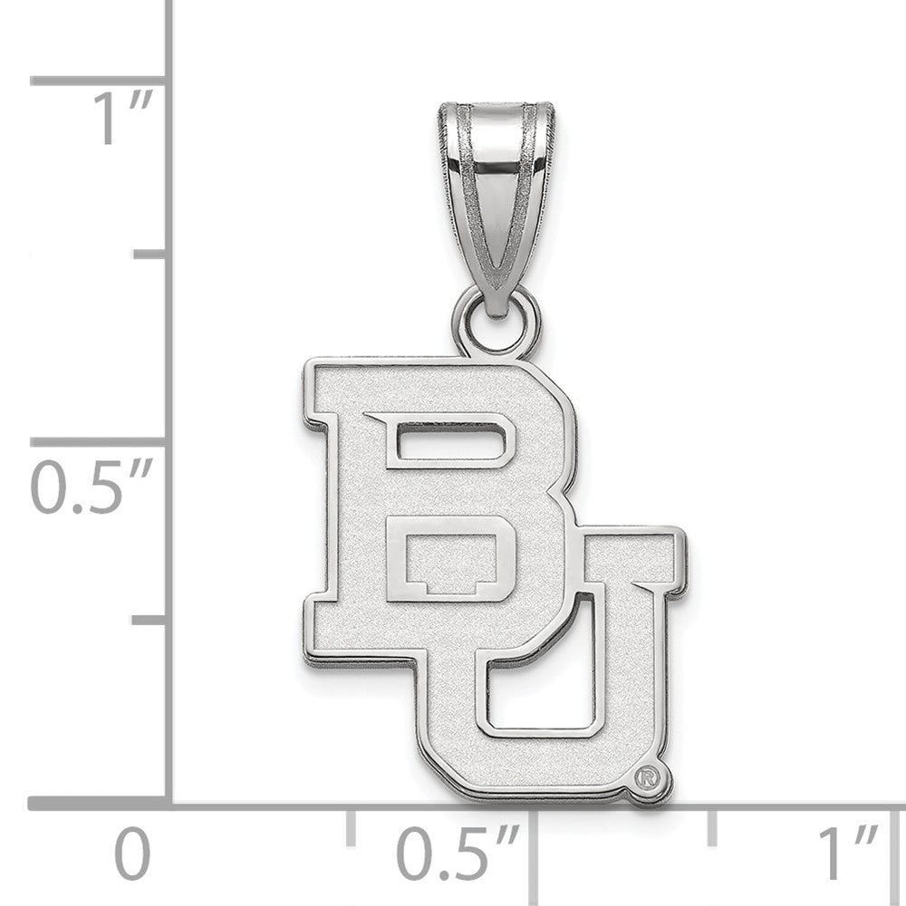 Alternate view of the 14k White Gold Baylor U Medium 'BU' Pendant by The Black Bow Jewelry Co.