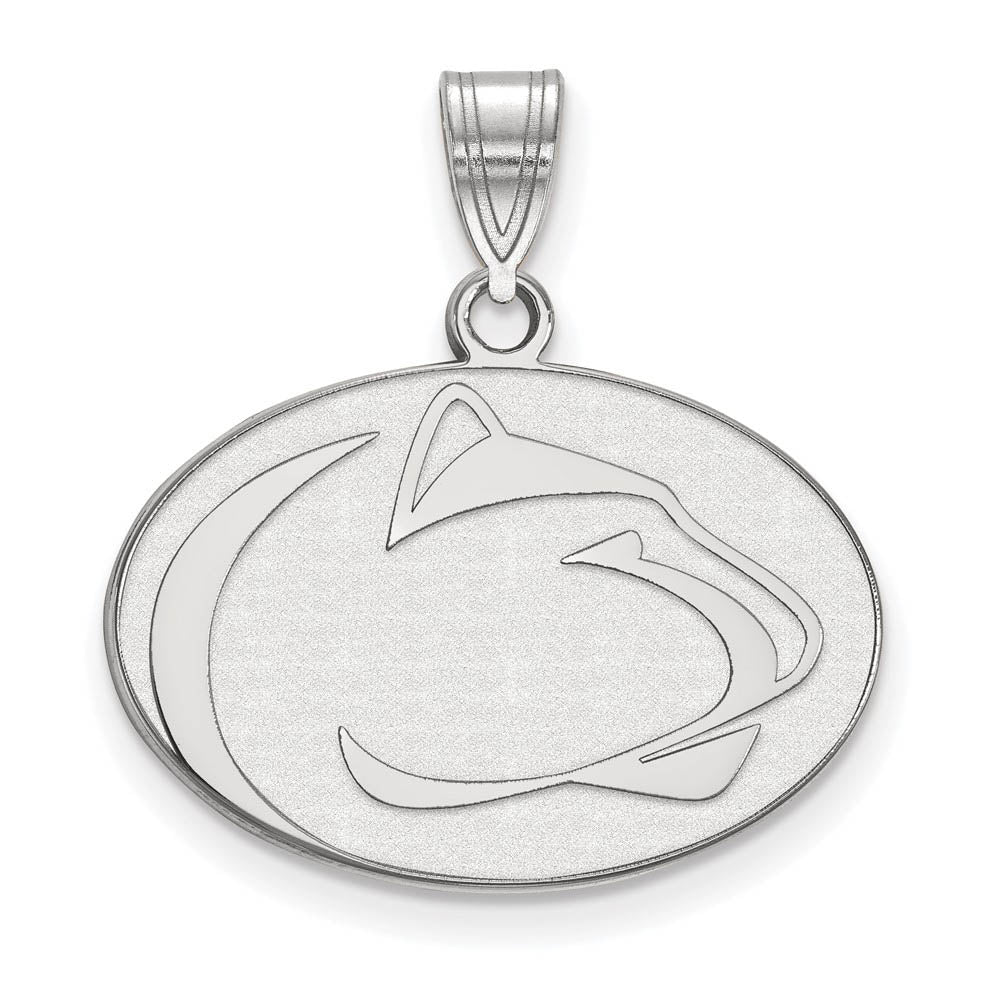14k White Gold Penn State Medium Pendant, Item P24053 by The Black Bow Jewelry Co.