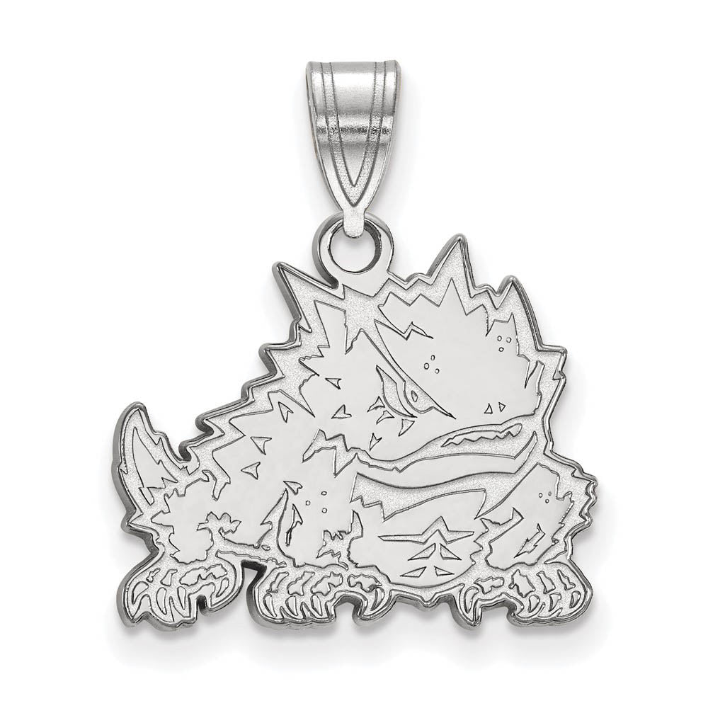14k White Gold Texas Christian U. Medium Pendant, Item P24101 by The Black Bow Jewelry Co.