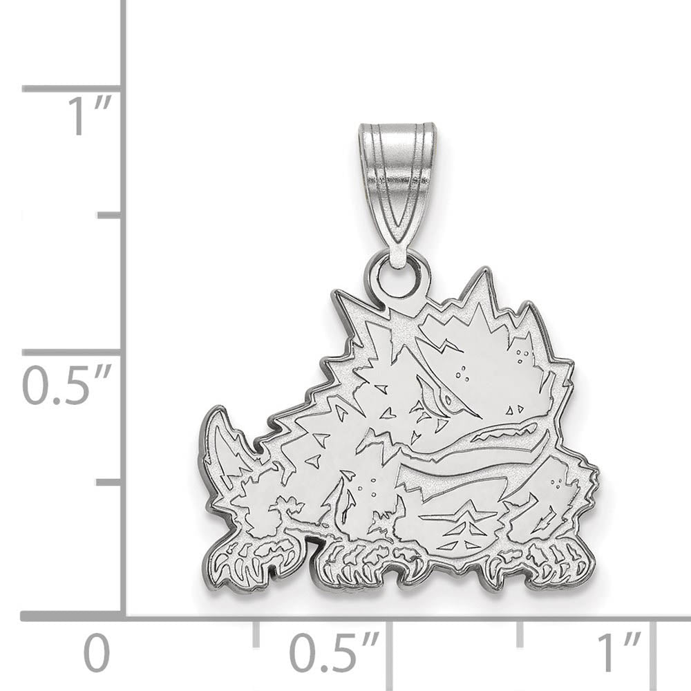 Alternate view of the 14k White Gold Texas Christian U. Medium Pendant by The Black Bow Jewelry Co.