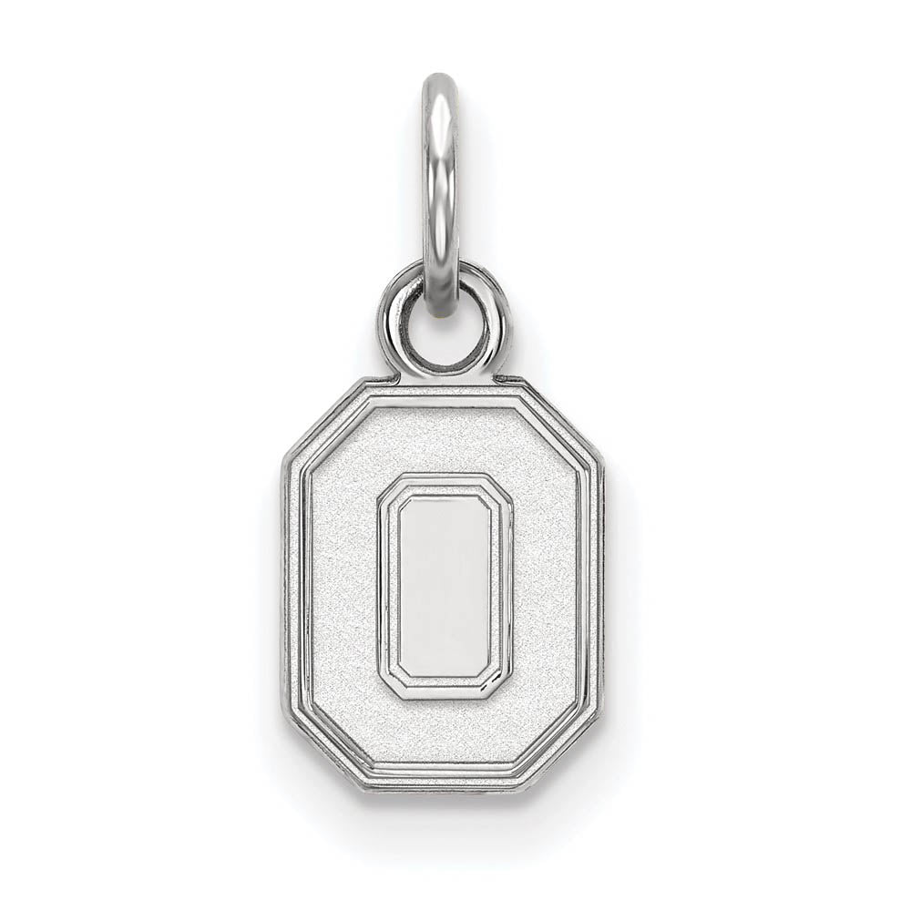14k White Gold Ohio State XS (Tiny) 'O' Charm or Pendant, Item P24261 by The Black Bow Jewelry Co.