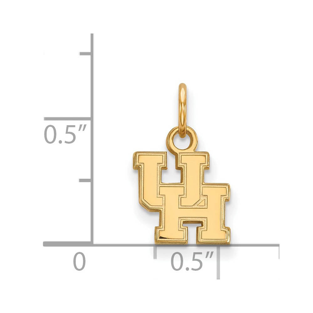 Alternate view of the 14k Gold Plated Silver U. of Houston XS (Tiny) 'UH' Charm or Pendant by The Black Bow Jewelry Co.