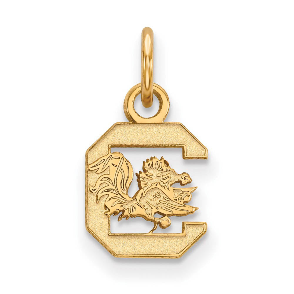 14k Gold Plated Silver South Carolina XS (Tiny) Logo Charm or Pendant, Item P24502 by The Black Bow Jewelry Co.