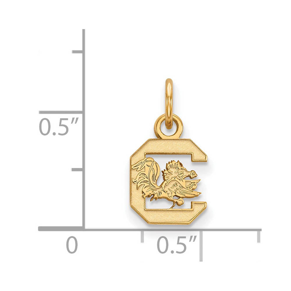 Alternate view of the 14k Gold Plated Silver South Carolina XS (Tiny) Logo Charm or Pendant by The Black Bow Jewelry Co.