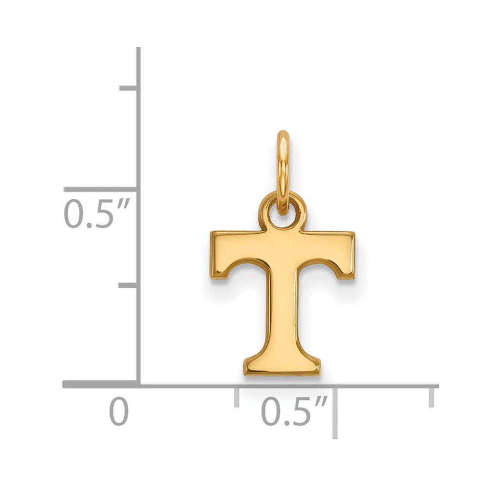 Alternate view of the 14k Gold Plated Silver U. of Tennessee XS (Tiny) Initial T Charm by The Black Bow Jewelry Co.