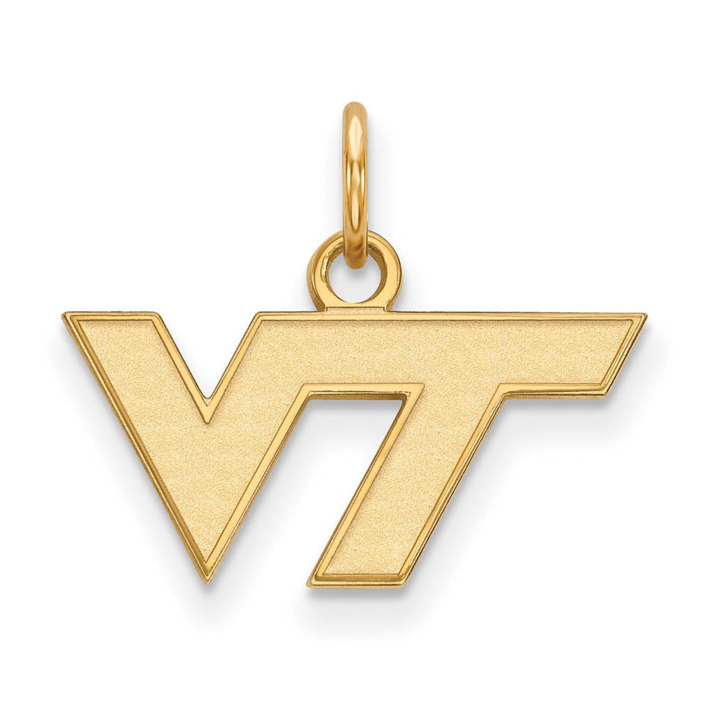 14k Gold Plated Silver Virginia Tech XS (Tiny) Logo Charm or Pendant, Item P24519 by The Black Bow Jewelry Co.