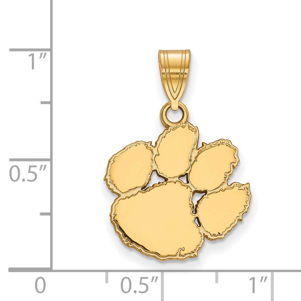 Alternate view of the 14k Gold Plated Silver Clemson U Medium Pendant by The Black Bow Jewelry Co.