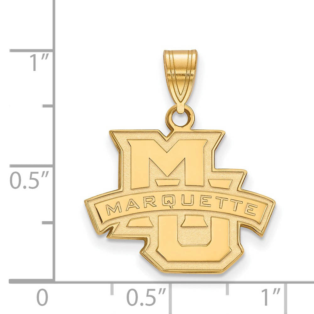 Alternate view of the 14k Gold Plated Silver Marquette U Medium Pendant by The Black Bow Jewelry Co.