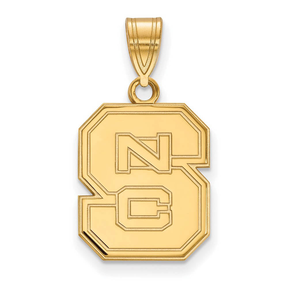 14k Gold Plated Silver North Carolina State Medium 'NCS' Pendant, Item P24648 by The Black Bow Jewelry Co.