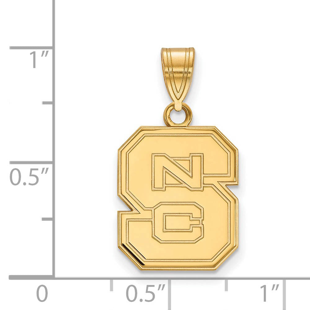 Alternate view of the 14k Gold Plated Silver North Carolina State Medium 'NCS' Pendant by The Black Bow Jewelry Co.